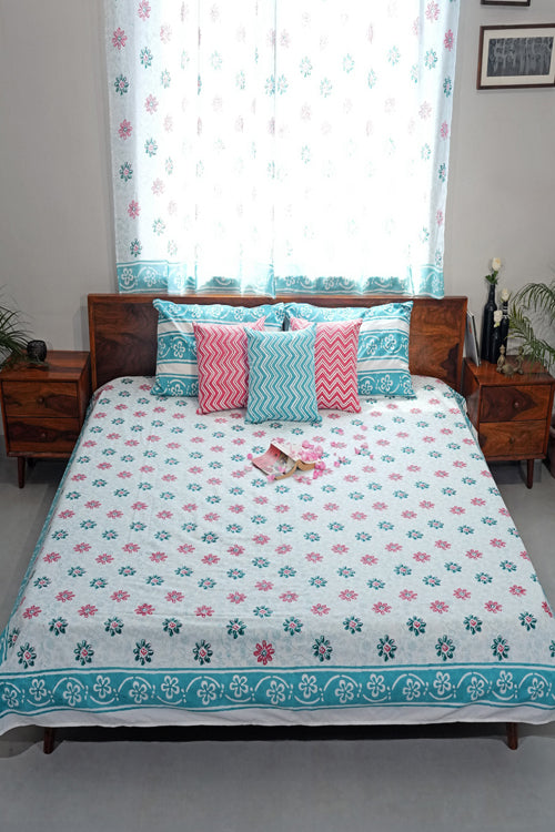 Sooti Syahi Pure Slumber Hand Block Printed Cotton Percale Bedsheet