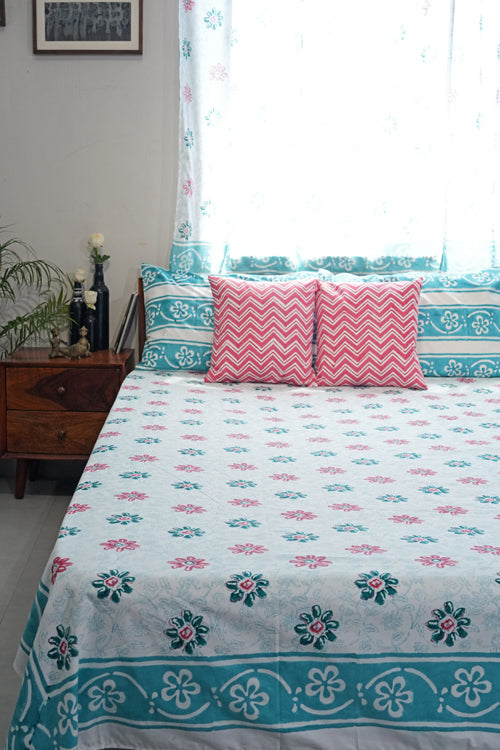 Sooti Syahi Pure Slumber Hand Block Printed Cotton Percale Bedsheet