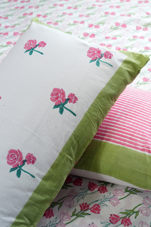 Sooti Syahi Blooming Meadow Hand Block Printed Cotton Percale Bedsheet