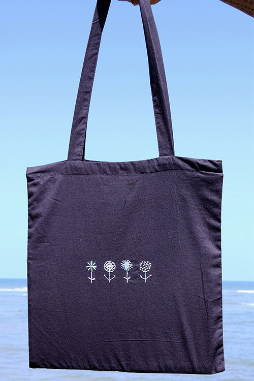 Okhai "Midnight Bloom" Pure Cotton Tote Bag