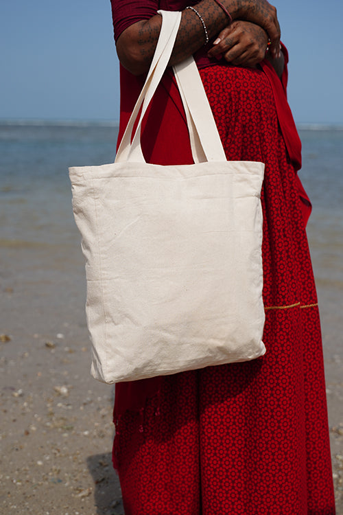 Okhai "C'est la Vie" Hand-Embroidered Pure Cotton Tote Bag