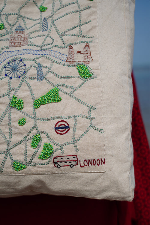 Okhai "London" Hand-Embroidered Pure Cotton Tote Bag