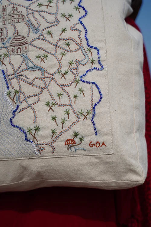 Okhai "Goa" Hand-Embroidered Pure Cotton Tote Bag