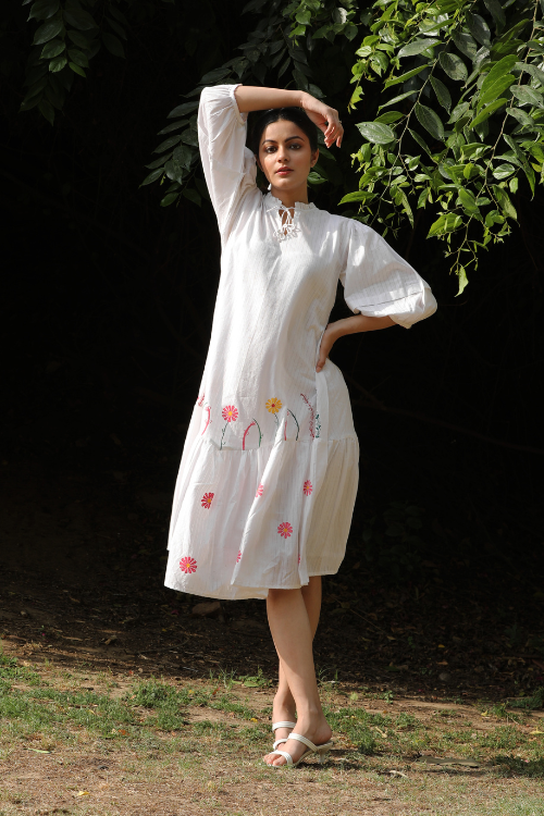 Bebaak Pina Colada Handpainted & Handwoven  Dress