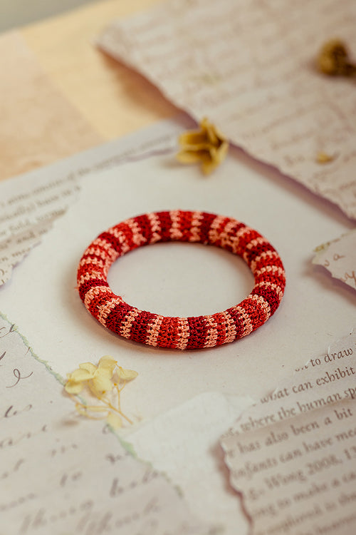 Samoolam Rangat Red Striped Bangle (Set Of 2)
