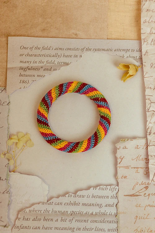 Samoolam Rangat Multicolored Striped Bangle (Set Of 2)