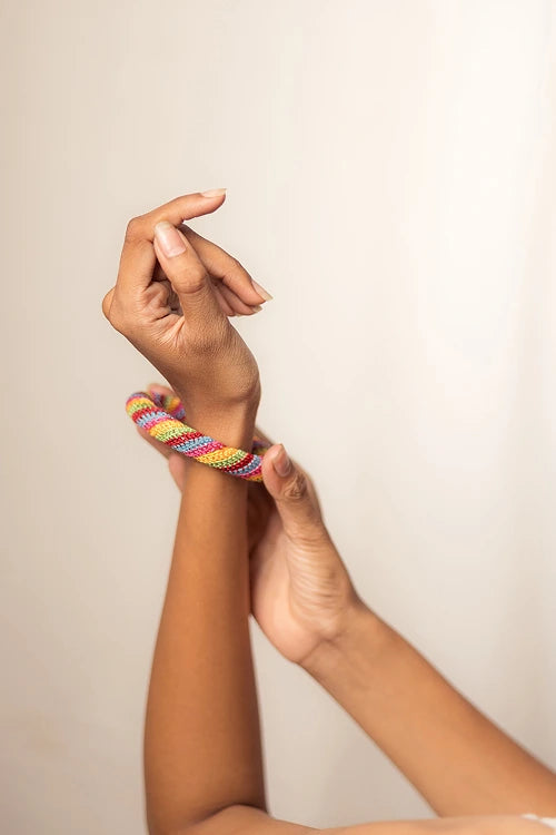 Samoolam Rangat Multicolored Striped Bangle (Set Of 2)