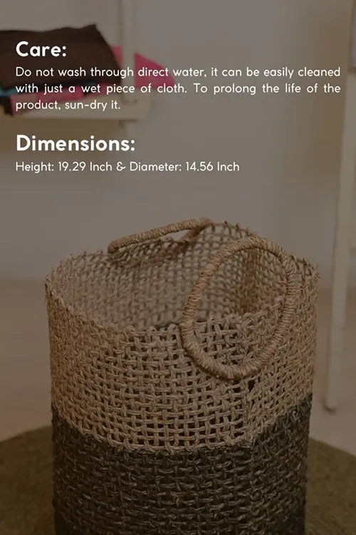 Kadam Haat Handmade Sabai Grass Laundry Basket (Black)