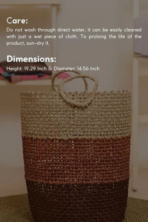 Handmade Sabai Grass Laundry Basket (Brown)