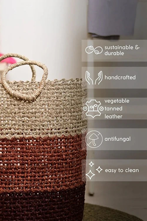Handmade Sabai Grass Laundry Basket (Brown)