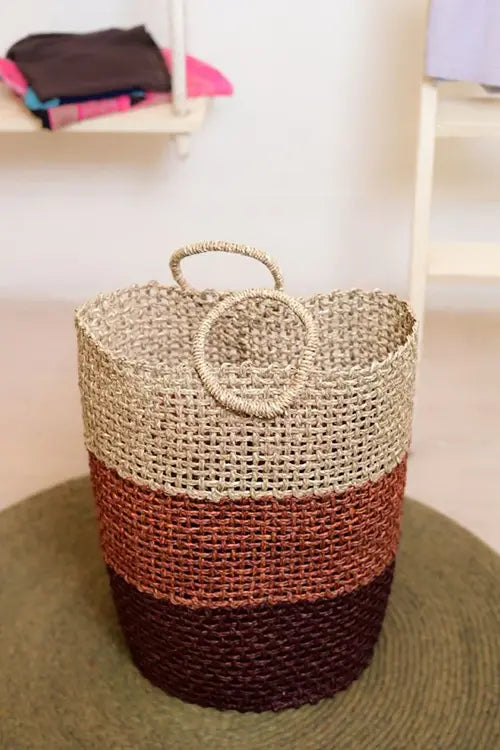 Handmade Sabai Grass Laundry Basket (Brown)