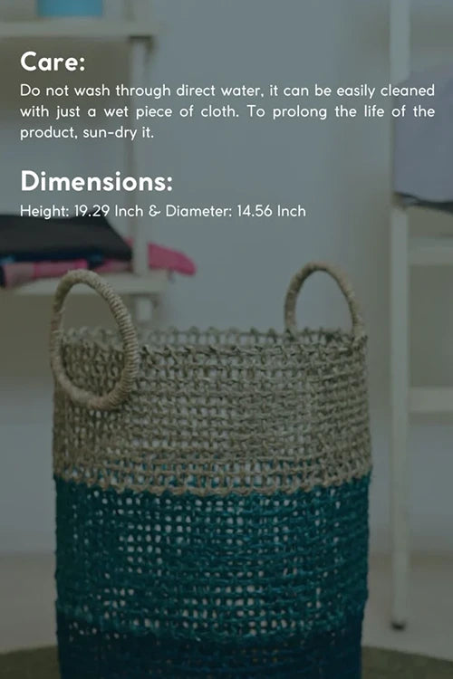 Kadam Haat Handmade Sabai Grass Laundry Basket (Indigo)