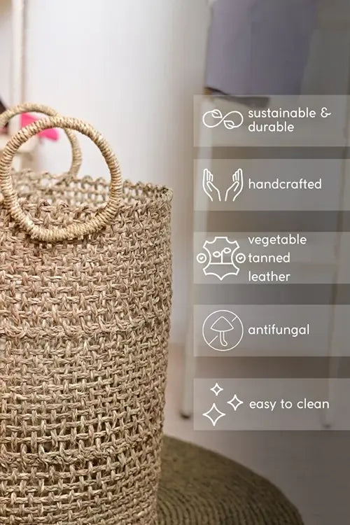 Kadam Haat Handmade Sabai Grass Laudary Basket (Nat)