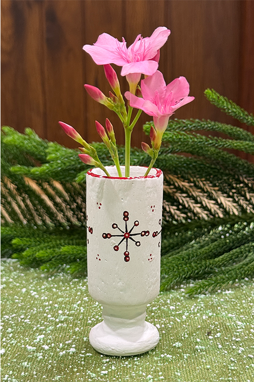 Antarang- Terracotta-White Multifunctional Candle/Flower Holder