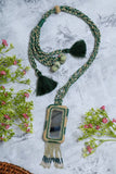 Antarang- Prakriti (Green) Bead Jumki Long Bead Neck Pc ,  100% Cotton.  Hand Made By Divyang Rural Women.