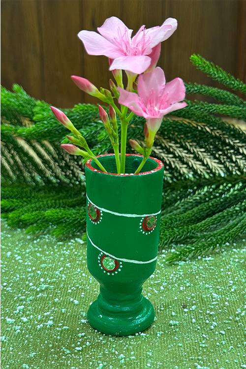 Antarang- Terracotta-Green Multifunctional Candle/Flower Holder