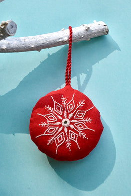 Okhai 'Holy Night' Hand Embroidered Christmas Ornament