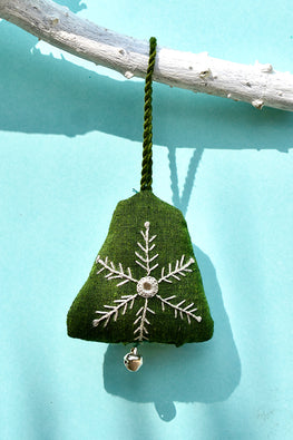 Okhai 'Jingle Bells' Hand Embroidered Christmas Ornament