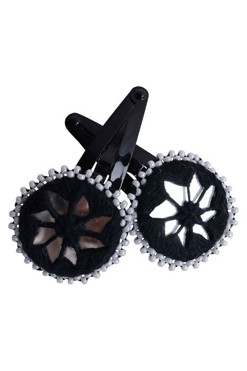 Antarang Handcrafted Black Tic Tac Pins By Divyang & Rural Women- Black.