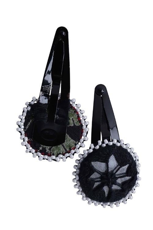 Antarang Handcrafted Black Tic Tac Pins By Divyang & Rural Women- Black.