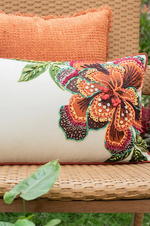Onset Homes Bloom Spice Embroidered Cushion Cover