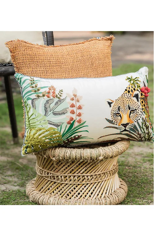 Onset Homes Jungle Verdant Hand Embroidered Cushion Cover
