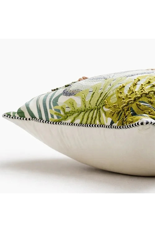 Onset Homes Jungle Verdant Hand Embroidered Cushion Cover