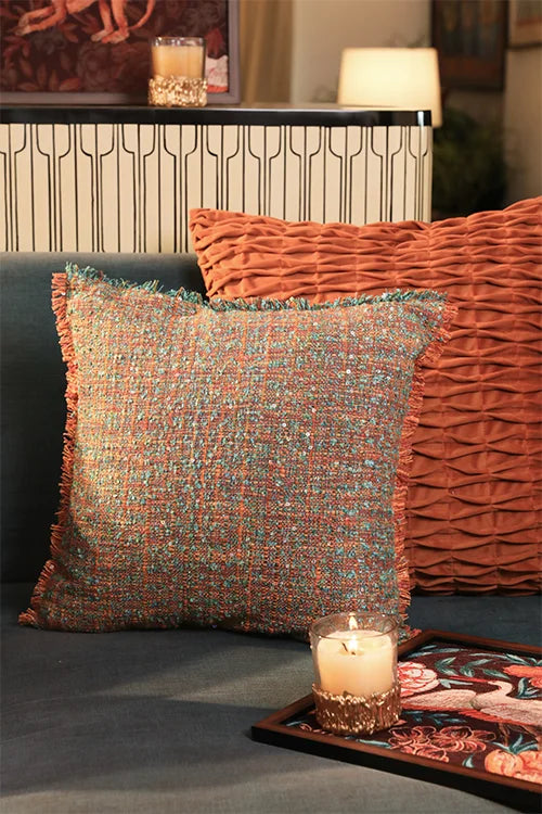 Onset Homes Khwab Handwoven Cushion Rust