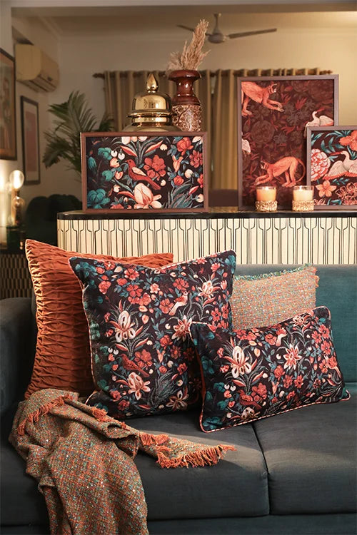 Onset Homes Waadi Rust Chenille Embroidered Cushion Cover