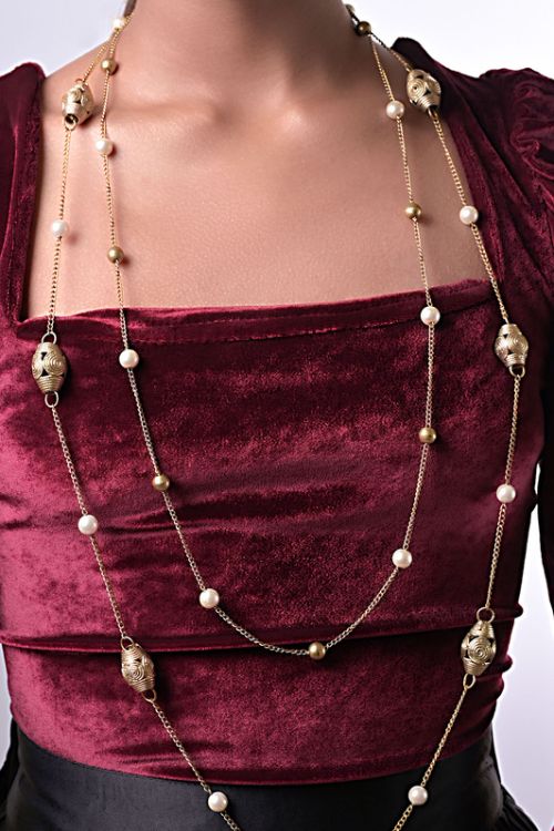 Miharu Brass Layered Long Neck Chain