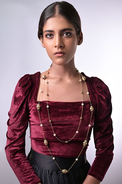 Miharu Brass Layered Long Neck Chain