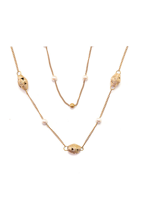 Miharu Brass Layered Long Neck Chain