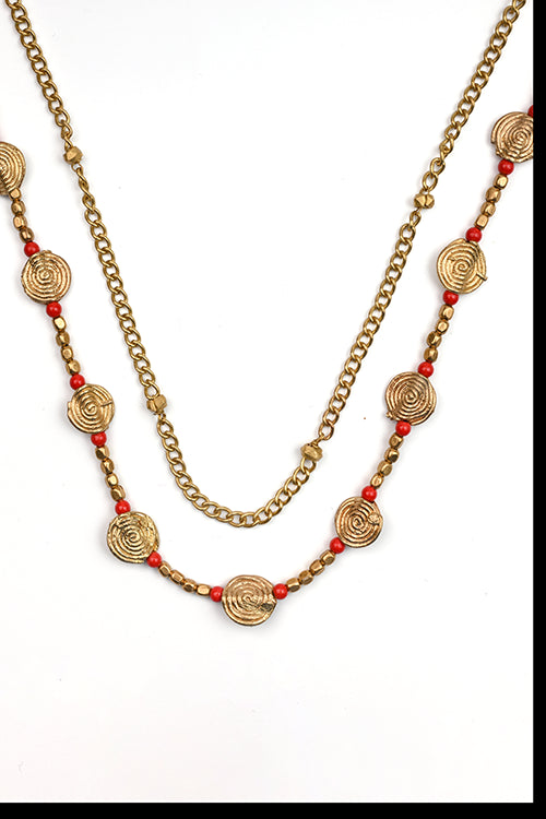 Miharu Coin Layered Dokra Necklace
