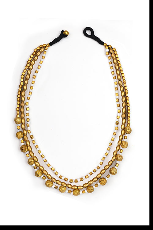 Miharu White Gold Tone Dokra Layered Necklace
