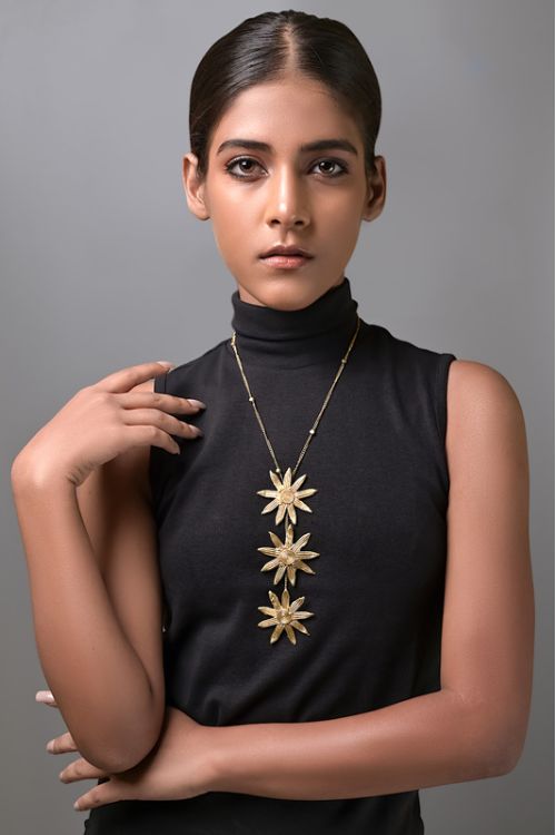 Miharu Radiant Sunflower Brass Necklace