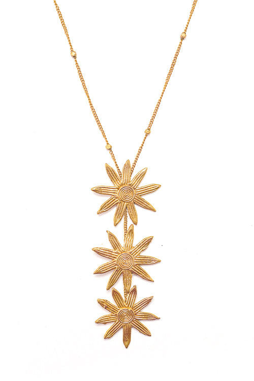 Miharu Radiant Sunflower Brass Necklace