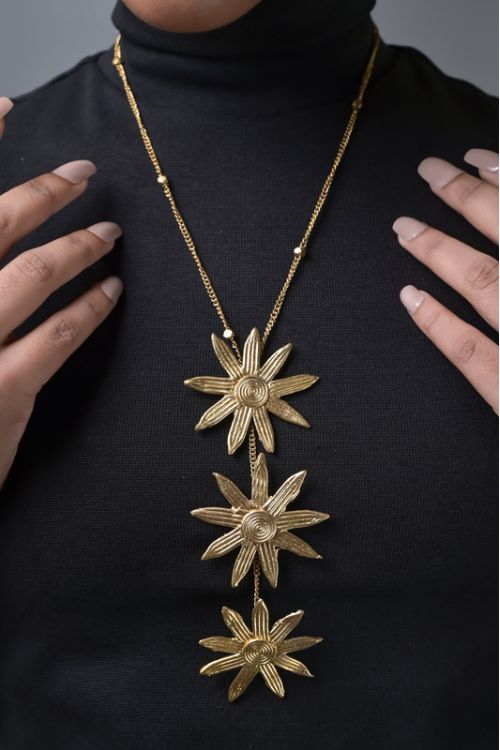 Miharu Radiant Sunflower Dokra Brass Handmade Necklace Online