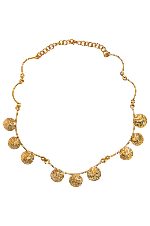 Miharu Embossed Beauty Brass Necklace