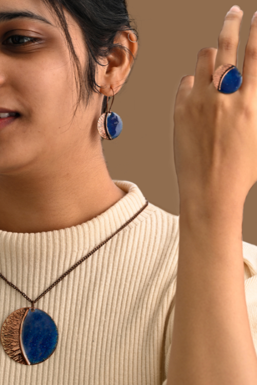 EkiBeki Hand Crafted Copper Enamel - Kakan Blue Set