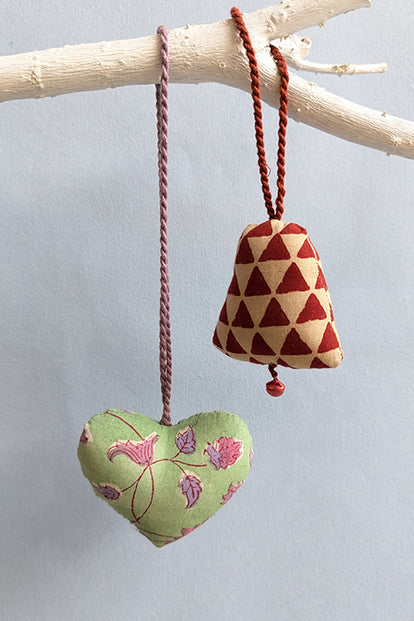 Okhai “Nutcracker” Set of 2 Hand-Embroidered and Mirror work Christmas Ornaments