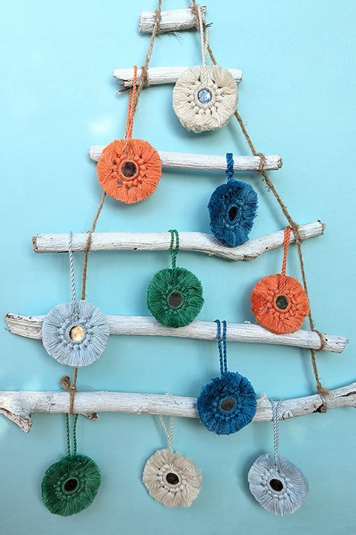 Okhai “Carols” Set of 10 Hand-Embroidered Tassel Christmas Ornaments