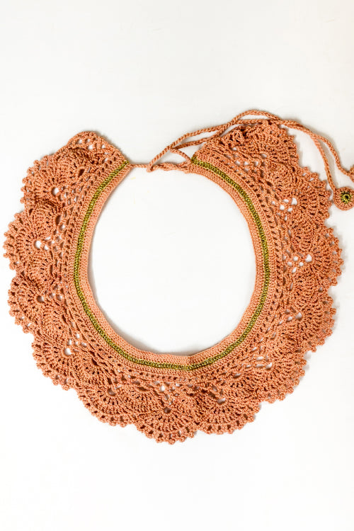 Samoolam Handmade Lace Collar Necklace ~ Peach