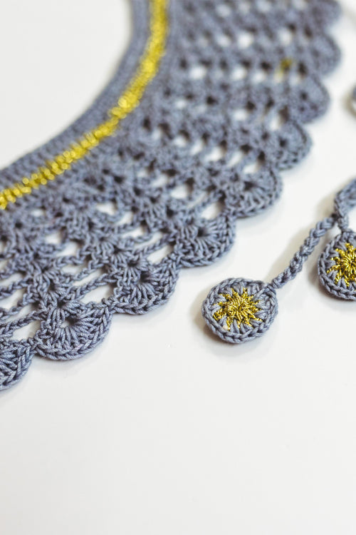 Samoolam Handmade Lace Collar Necklace ~ Grey