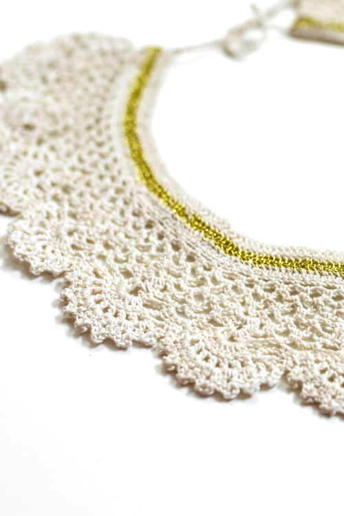 Samoolam Handmade Lace Collar Necklace ~ White