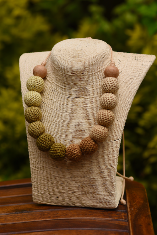 The Good Gift, Necklace, Crochet Bead, Cotton, Brown