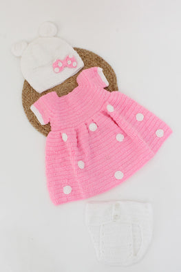 Woonie "Polka Dot" Frock Set With Diaper Cover- Pink