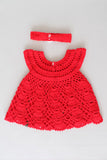 Ajoobaa "Applique" Crochet Frock -Red