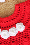 Ajoobaa "Applique" Crochet Frock -Red