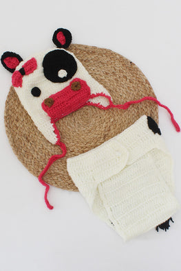 Ajoobaa "Cow Face" Handmade Crochet Photoprop