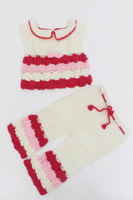 Ajoobaa "Sharara" Crochet Top With Bottom- Pink
